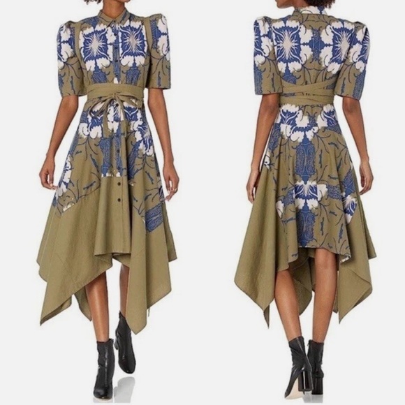 Making The Cut Gary Self Tie Dress Faded Army Royal Blue NWT - Picture 2 of 7